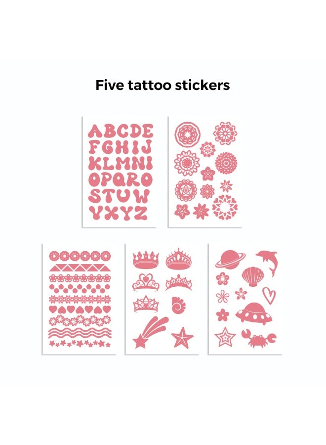 Capstro Kids Glitter Temporary Tattoo Kit – DIY Body Art Craft Set with Glitter & Stencils | Creative Party, Dress-Up & Arts and Crafts Fun for Children – Rainbow Glitter Tattoo Set - Image 4